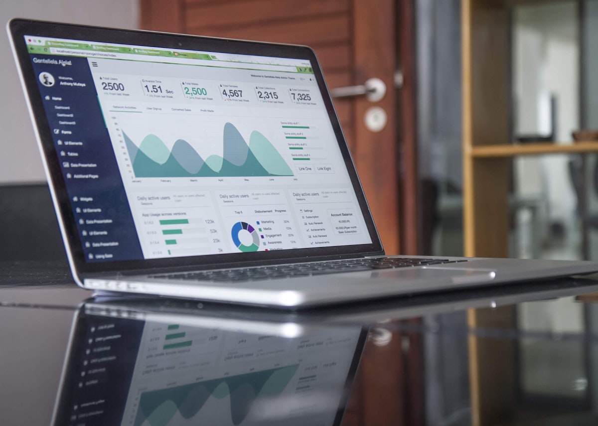 Dashboard and analytics on a laptop screen