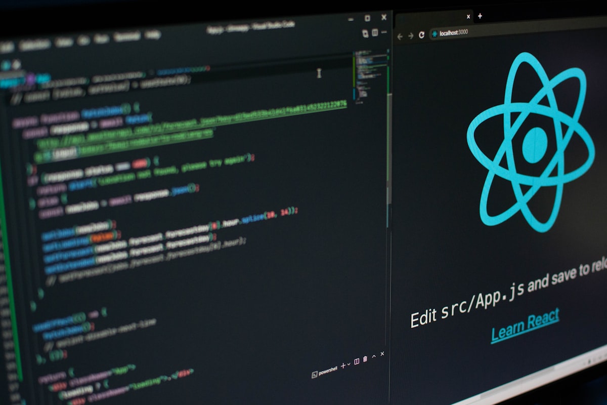 Software development environment with code on screen